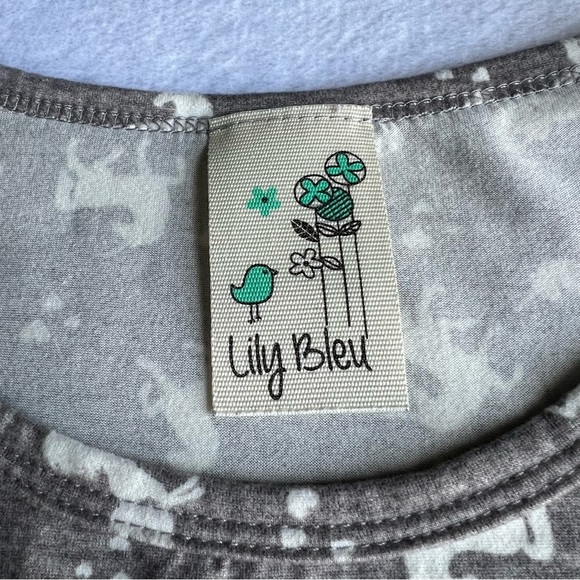 Lily Bleu Sz 8 Girl’s Unicorn 3/4 Ruched Sleeves Gray - Picture 5 of 9